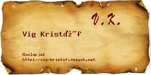 Vig Kristóf névjegykártya